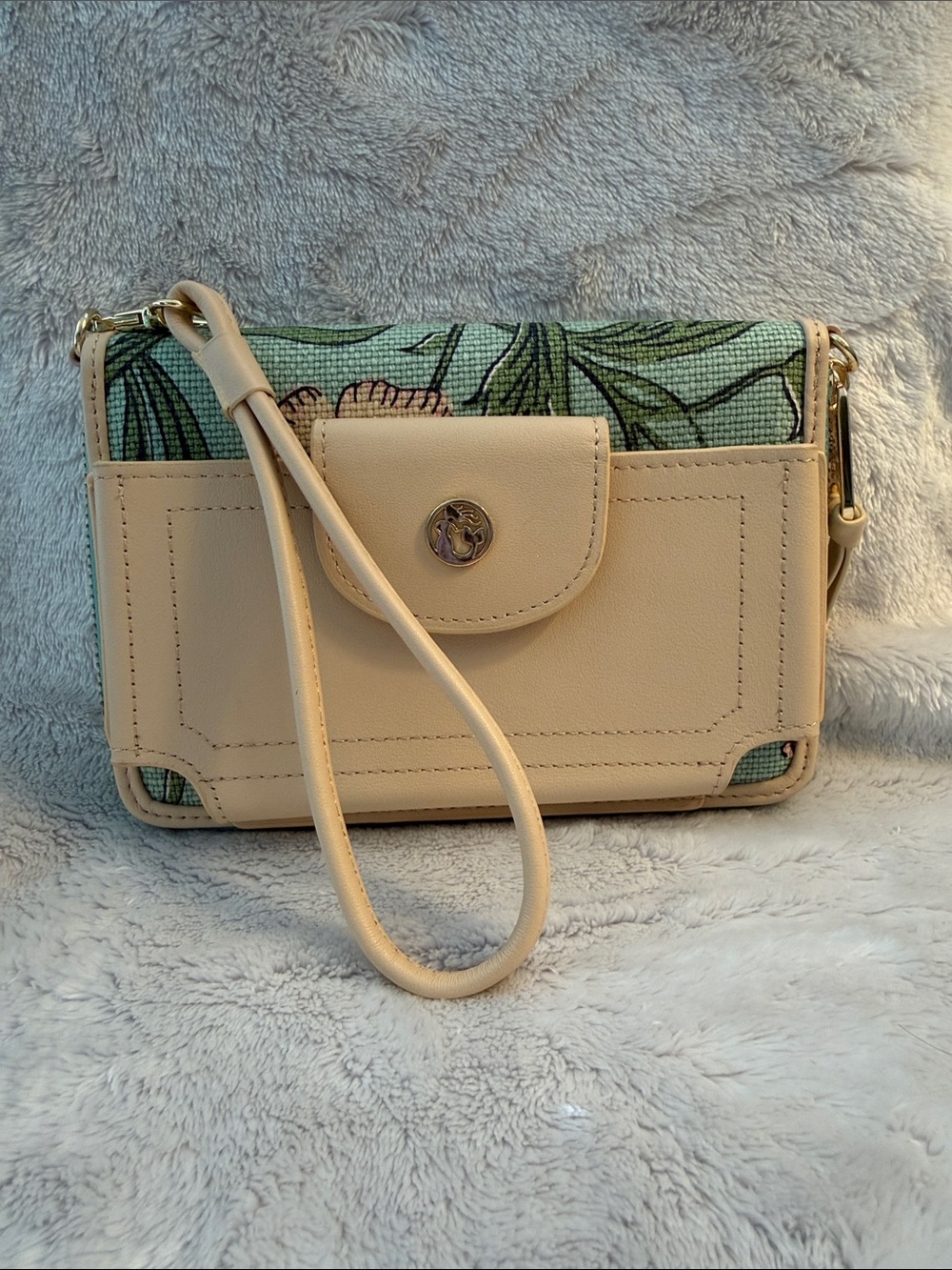 Spartina 499 Linen & leather Phone Wristlet NWOT